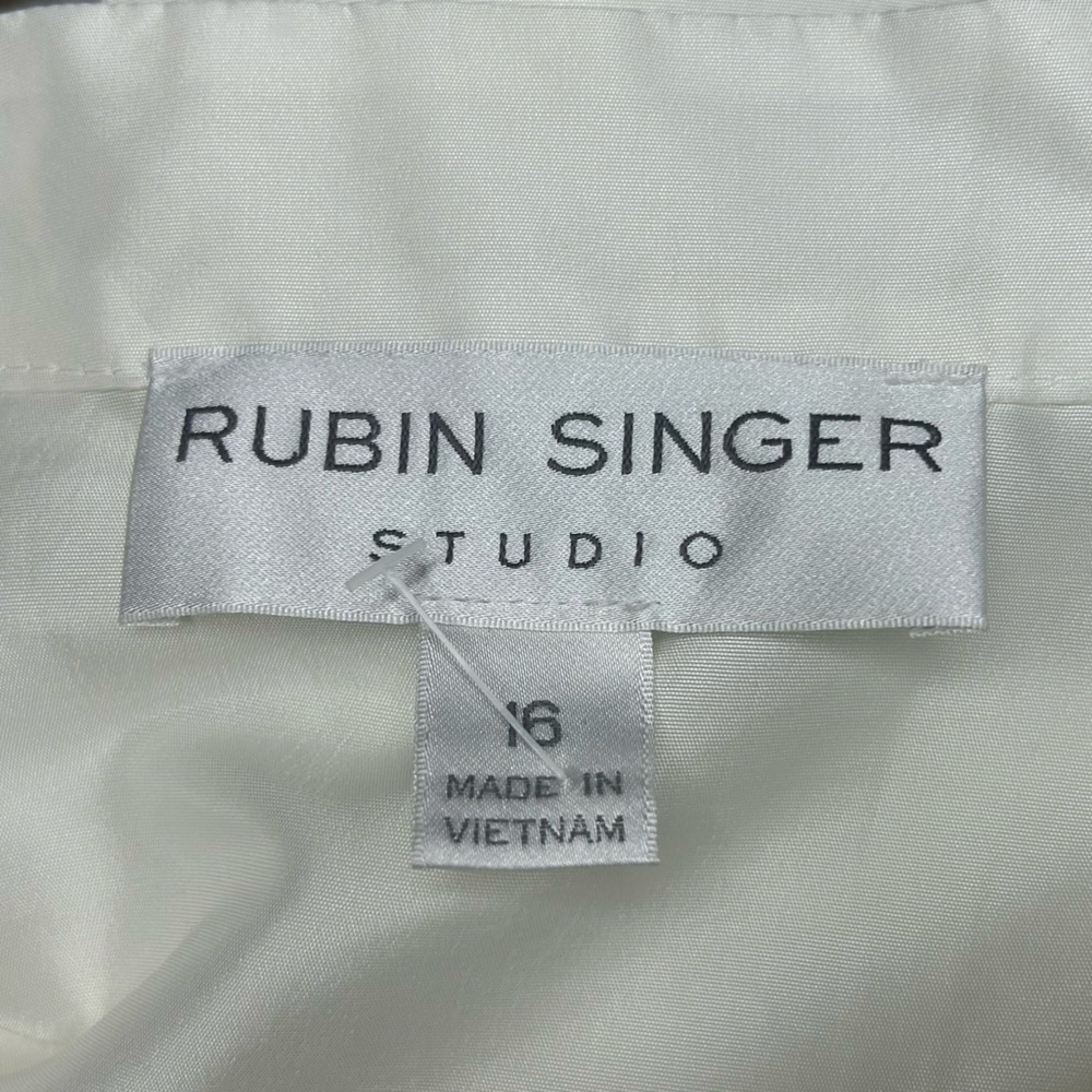 Rubin Singer 16 Taffeta Top Unique Lagenlook Asymmetrical Ivory Flowy - Picture 9 of 11
